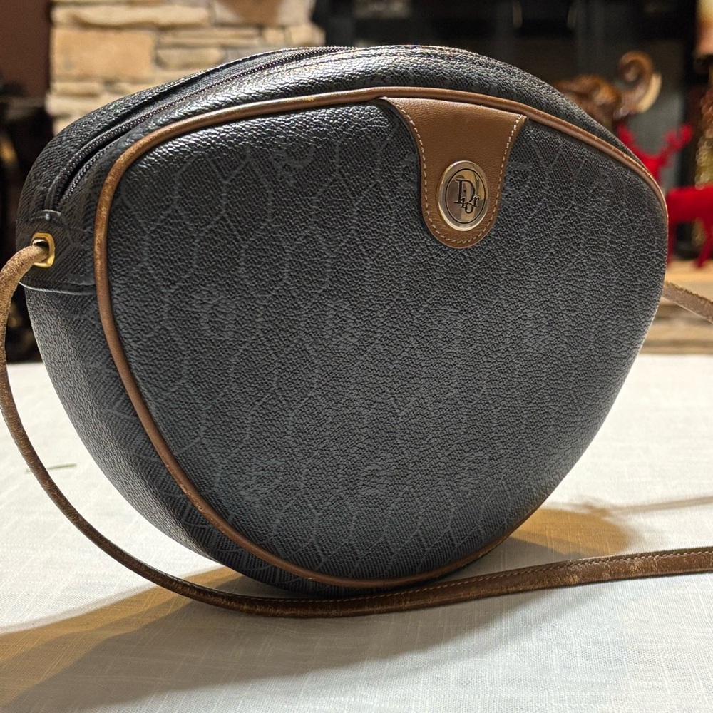 Christian Dior Elegant Gray and Brown Crossbody Bag